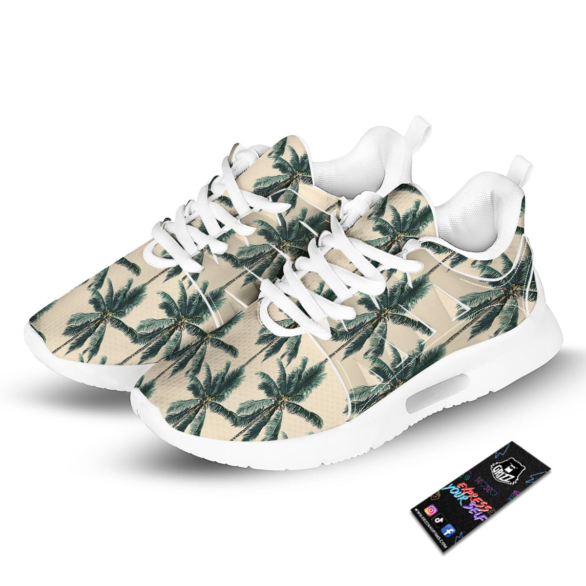 Palm Tree Tropical Print Pattern Tennis Shoes-grizzshop