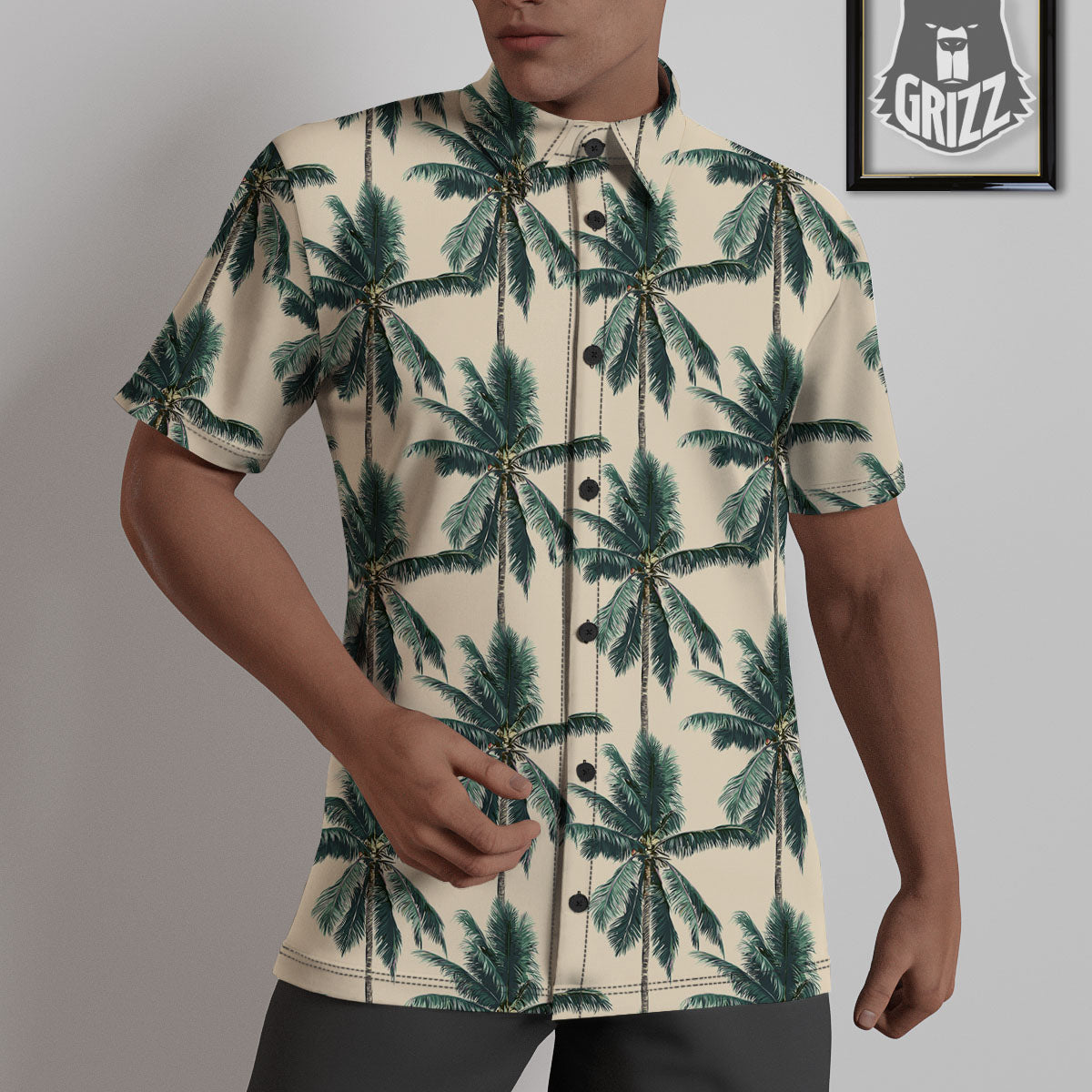 Palm Tree Tropical Print Pattern Untucked Shirts-grizzshop
