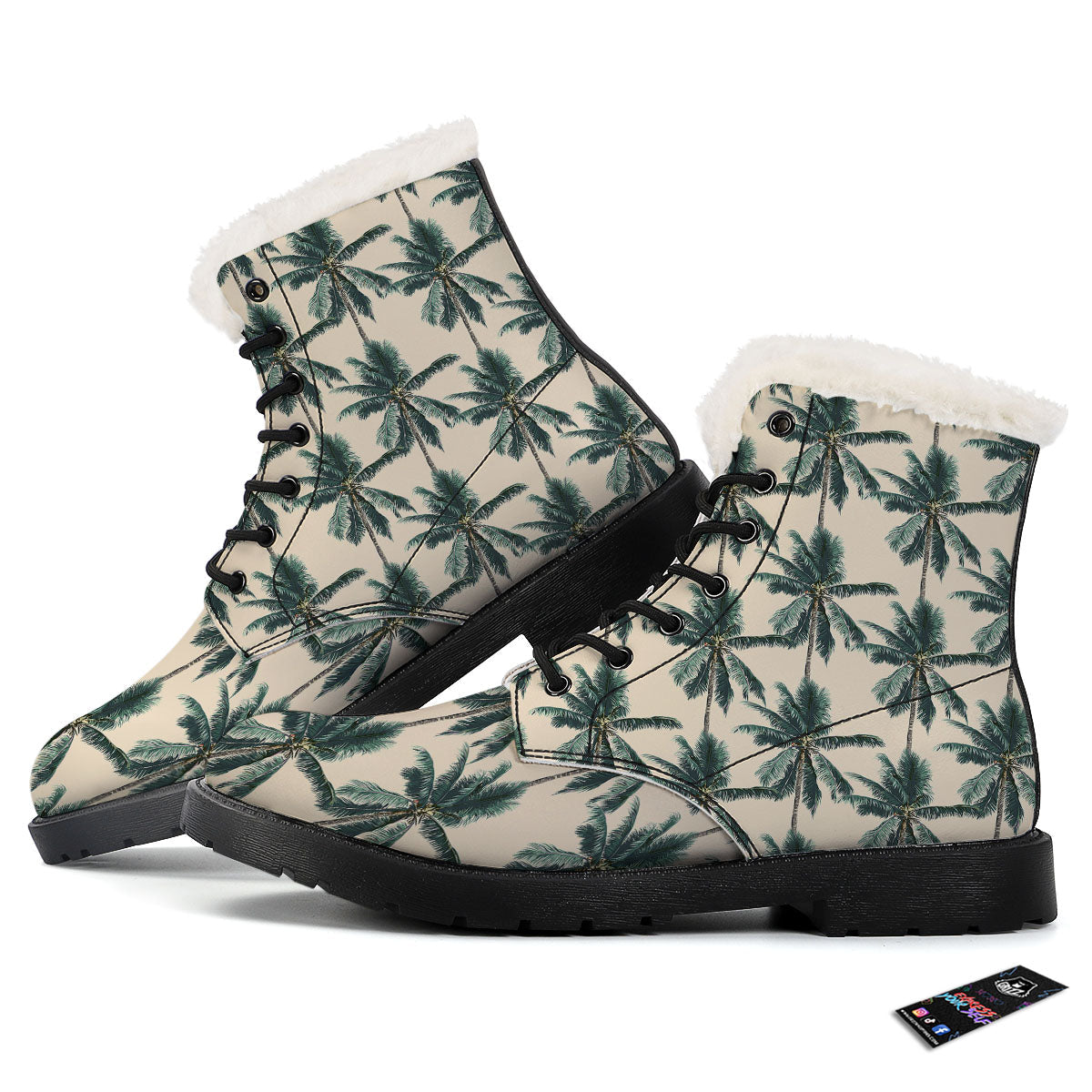 Palm Tree Tropical Print Pattern Winter Boots-grizzshop