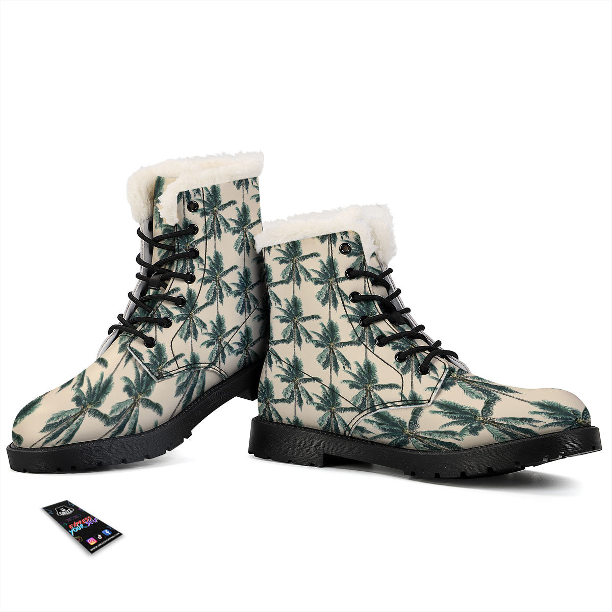 Palm Tree Tropical Print Pattern Winter Boots-grizzshop
