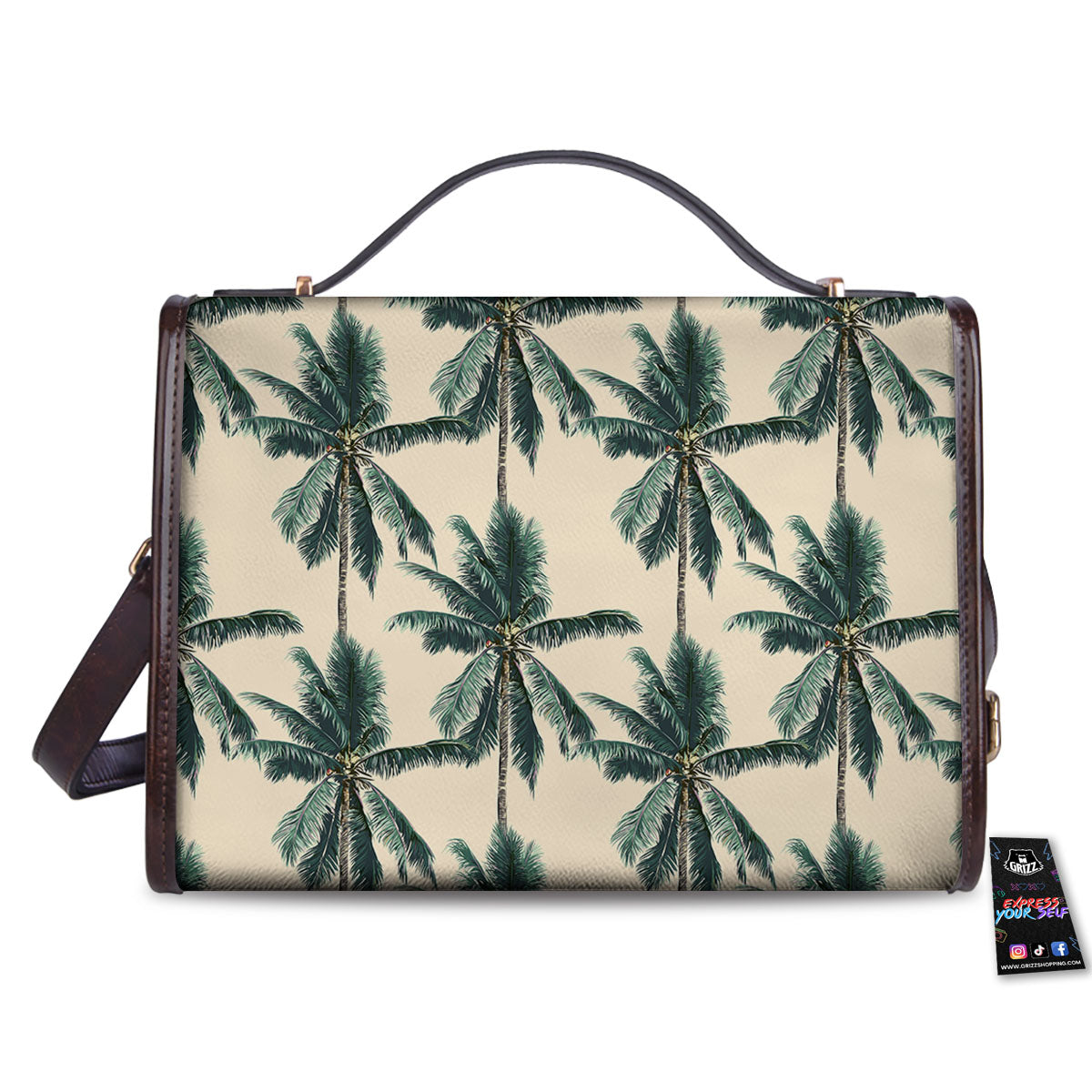 Palm Tree Tropical Print Pattern Women's Satchel Bag-grizzshop