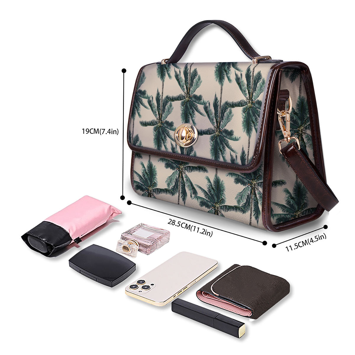 Palm Tree Tropical Print Pattern Women's Satchel Bag-grizzshop