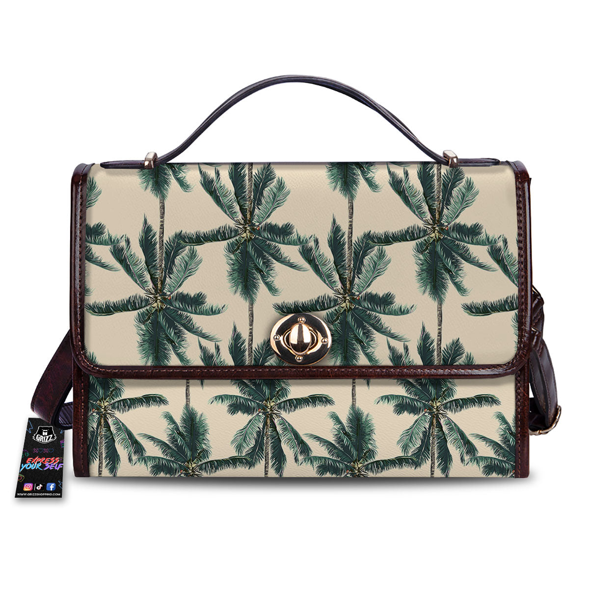 Palm Tree Tropical Print Pattern Women's Satchel Bag-grizzshop
