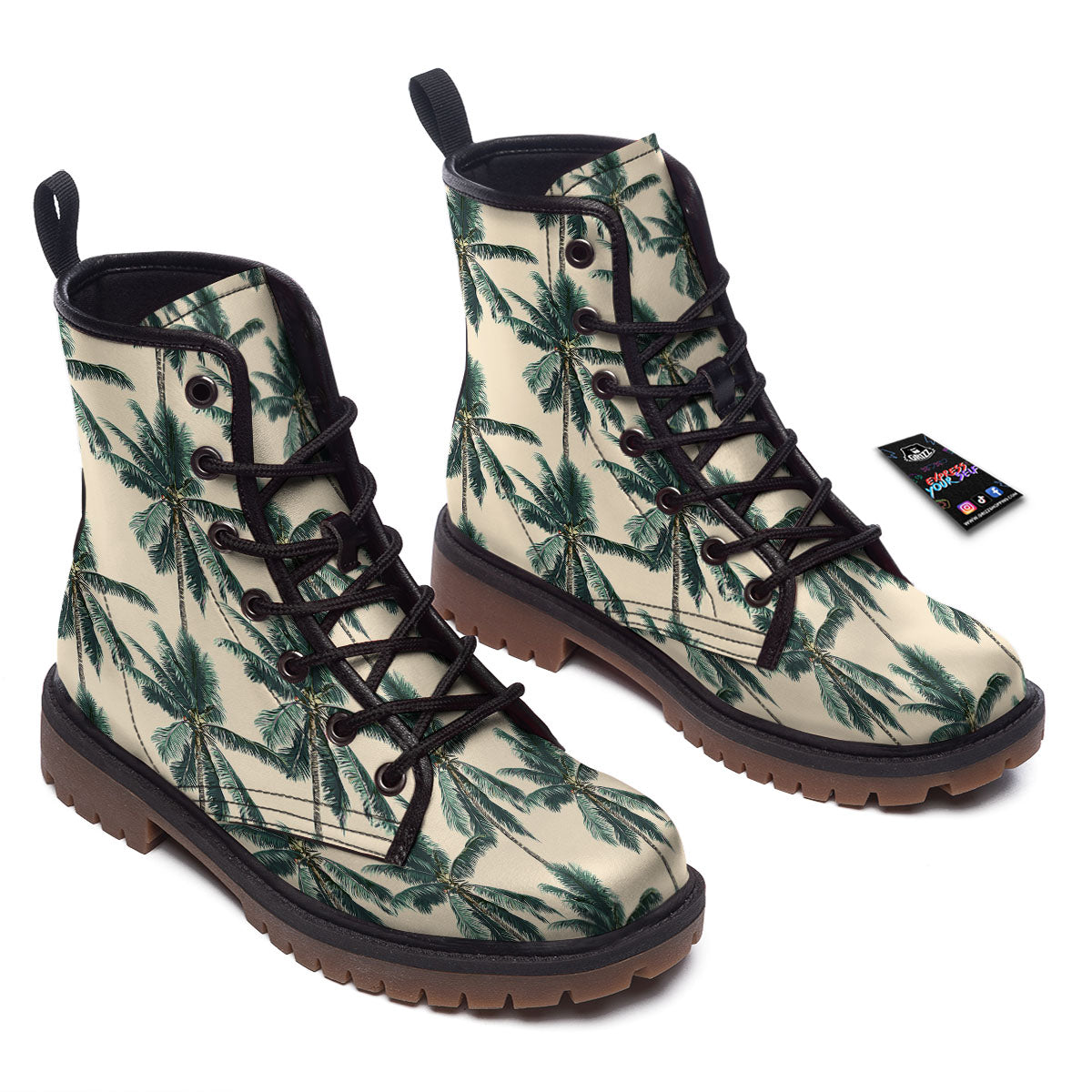 Palm Tree Tropical Print Pattern Work Boots-grizzshop