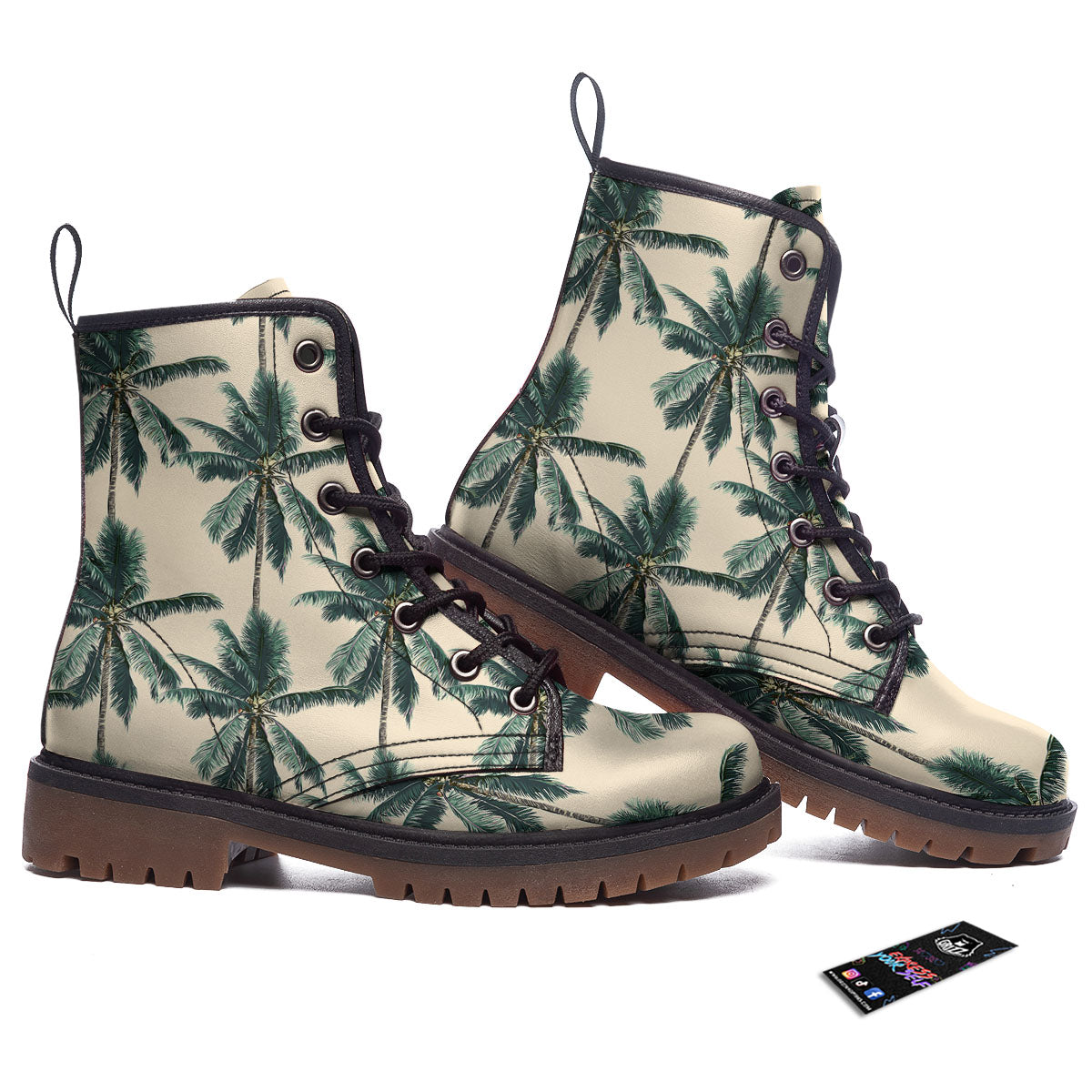 Palm Tree Tropical Print Pattern Work Boots-grizzshop