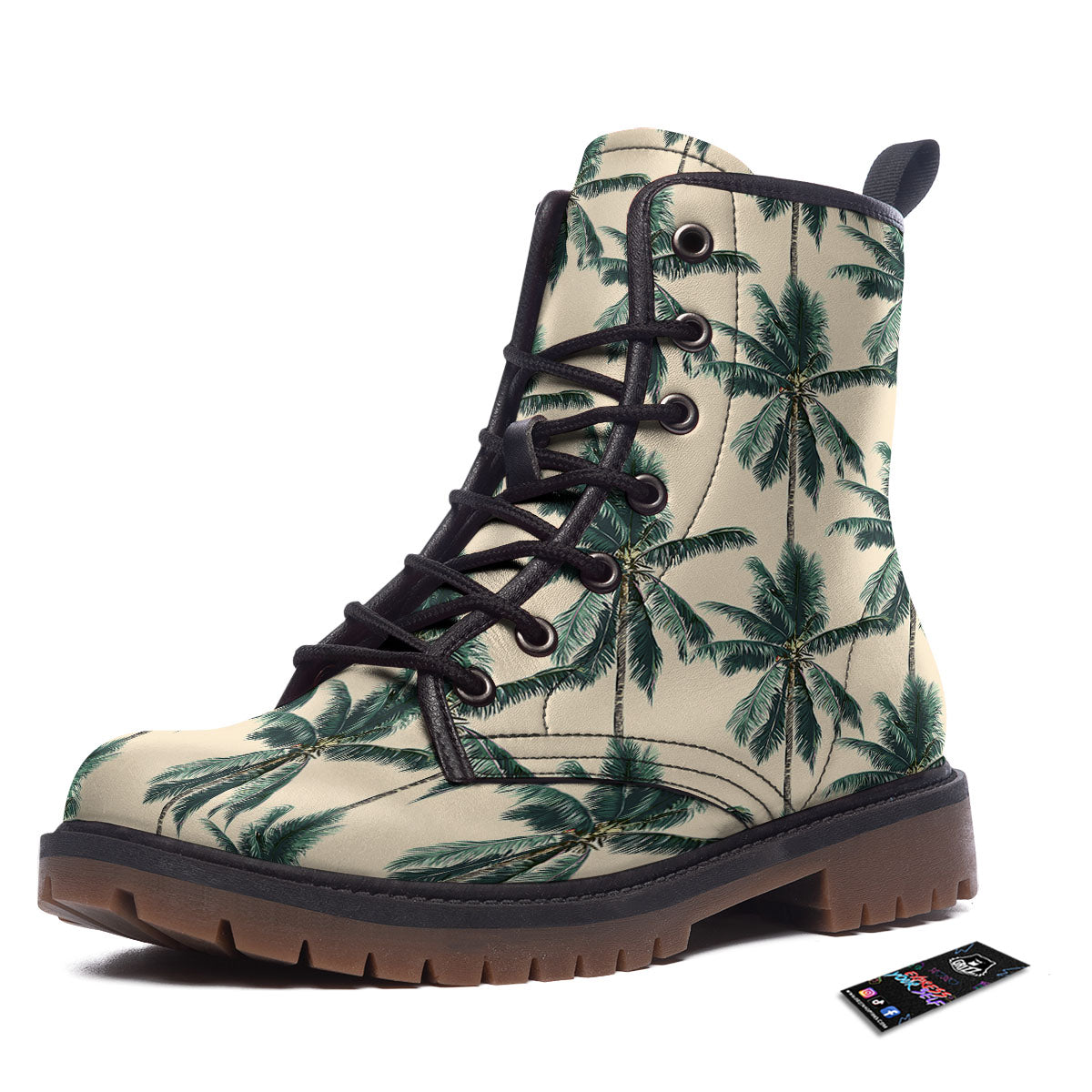 Palm Tree Tropical Print Pattern Work Boots-grizzshop