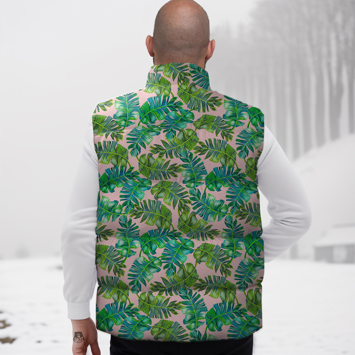 Palm Tree Vintage Print Pattern Down Vest