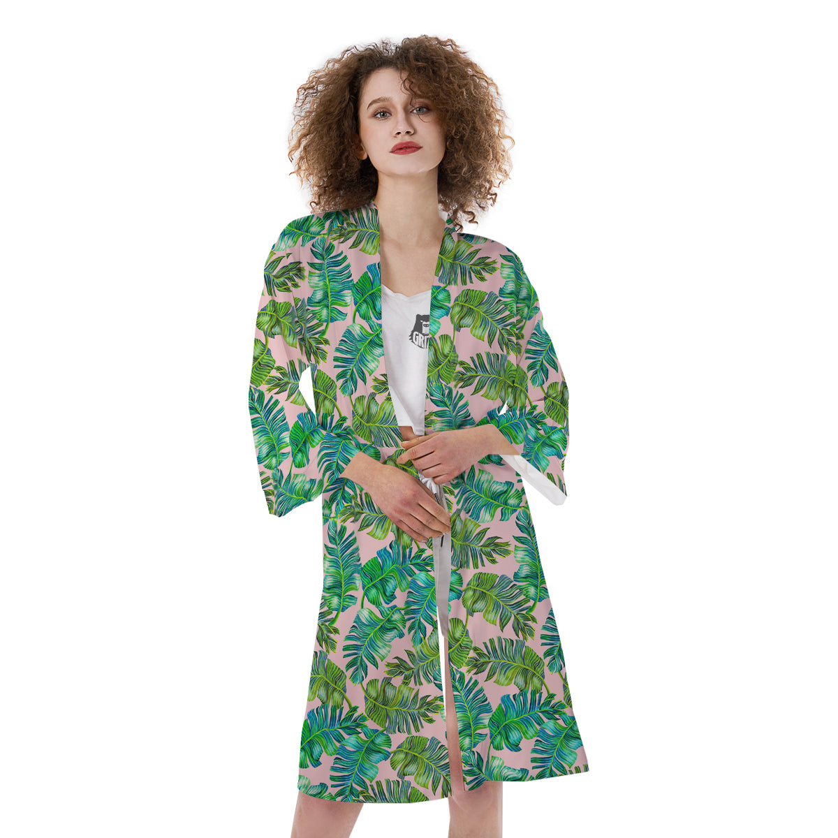 Palm Tree Vintage Print Pattern Kimono-grizzshop