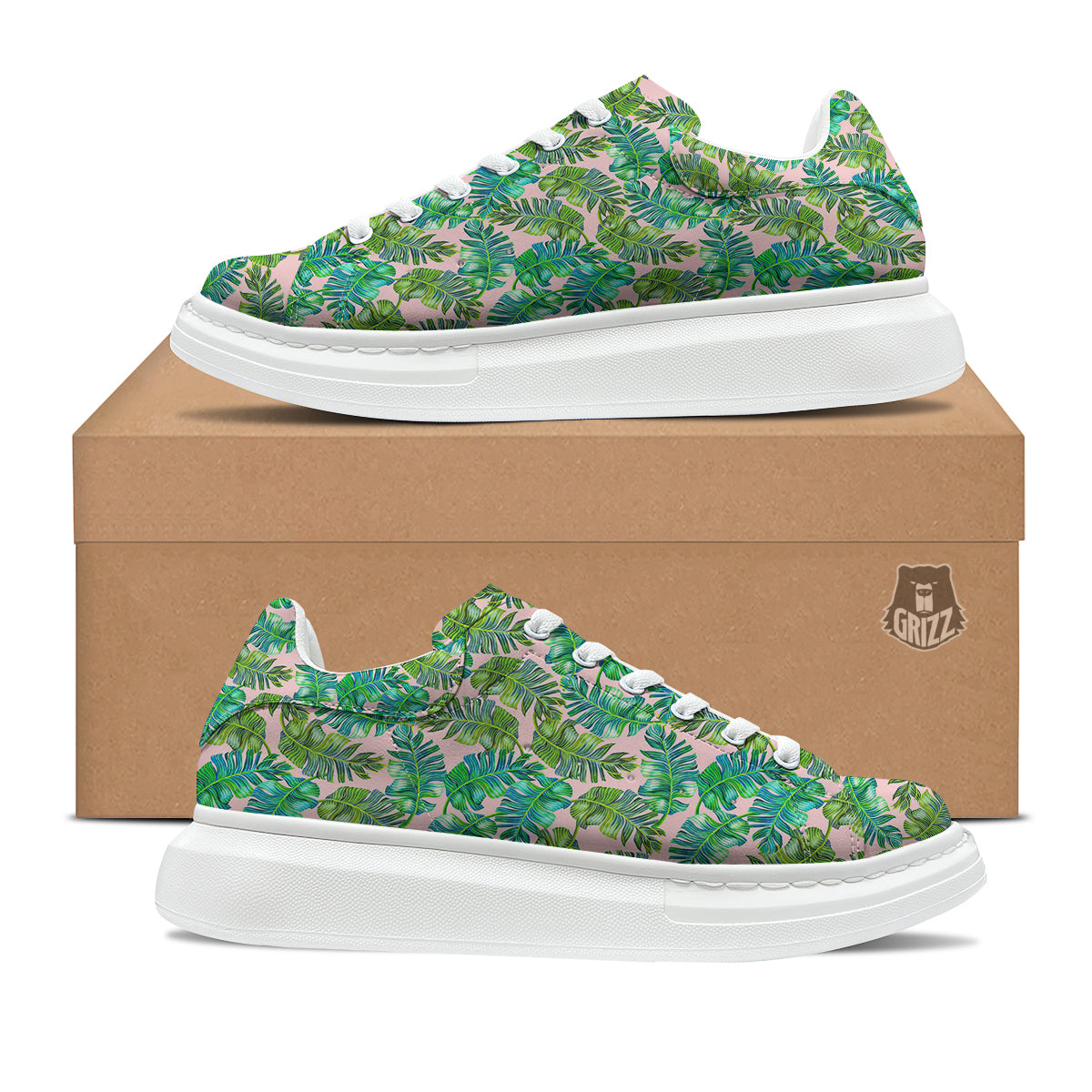 Palm Tree Vintage Print Pattern Platform Shoes-grizzshop
