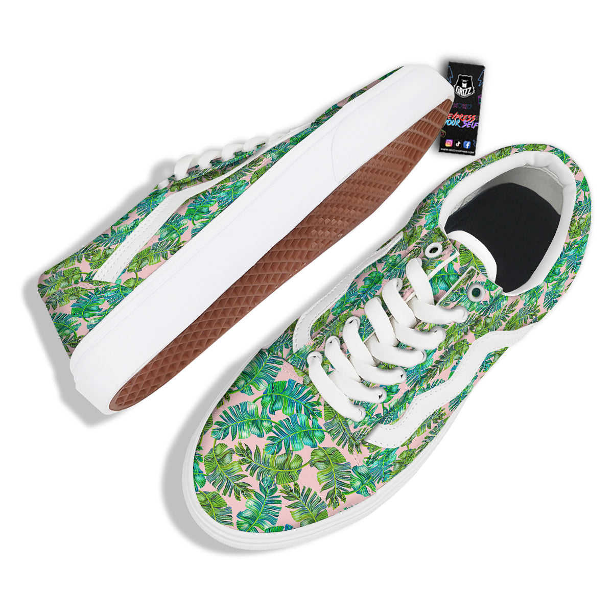 Palm Tree Vintage Print Pattern Skate Shoes-grizzshop