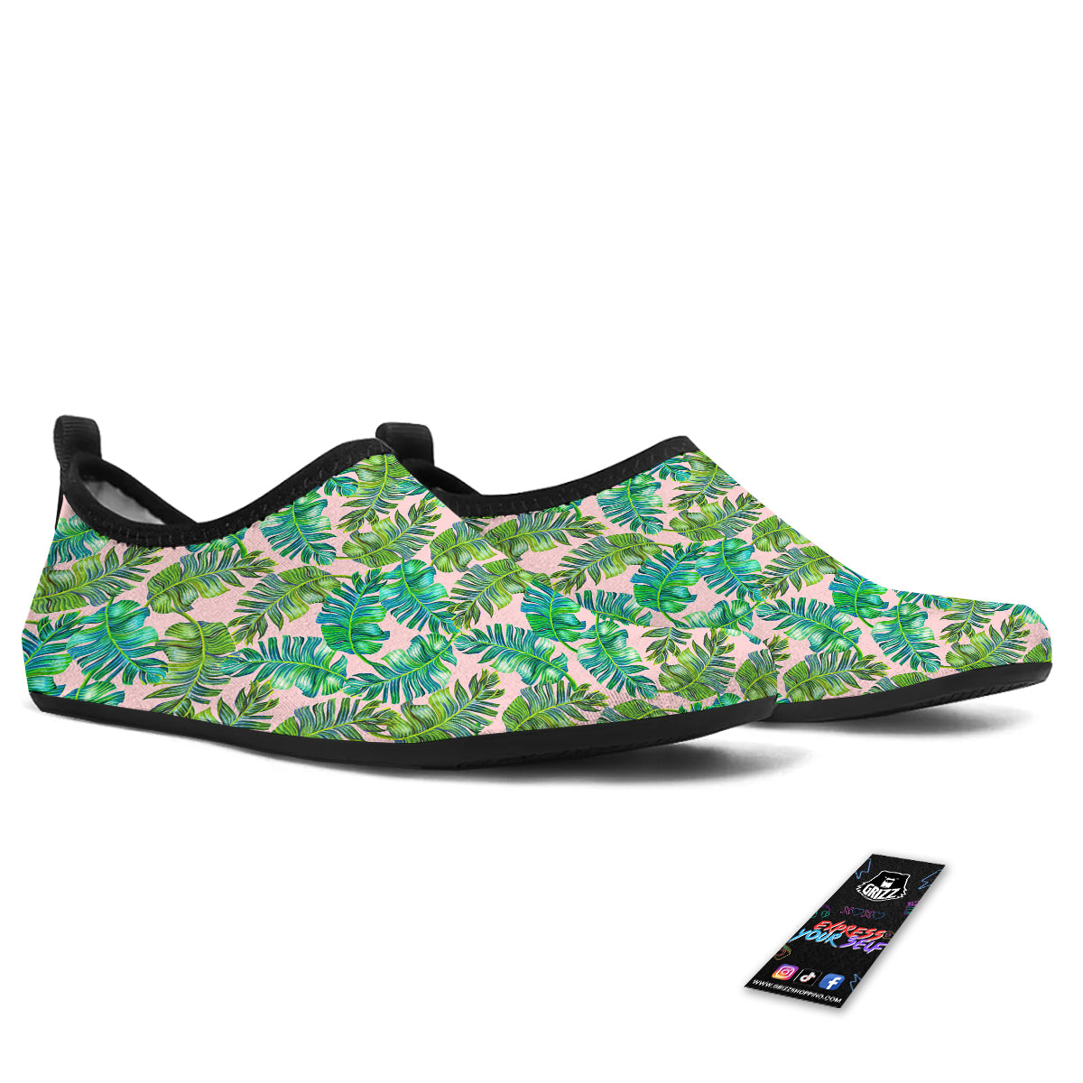 Palm Tree Vintage Print Pattern Water Shoes-grizzshop
