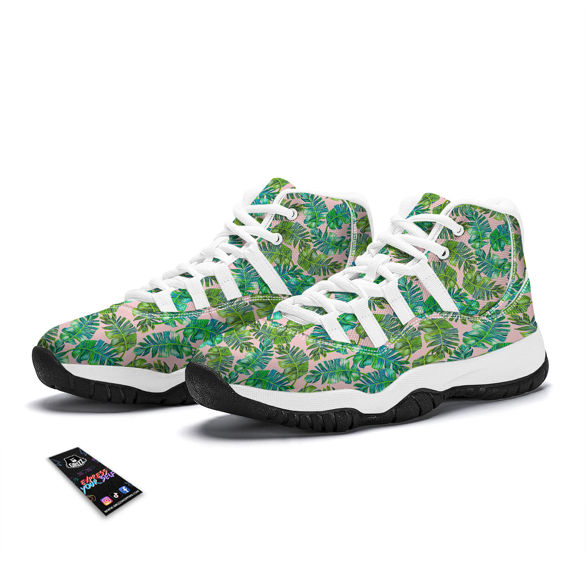 Palm Tree Vintage Print Pattern White Bball Shoes-grizzshop