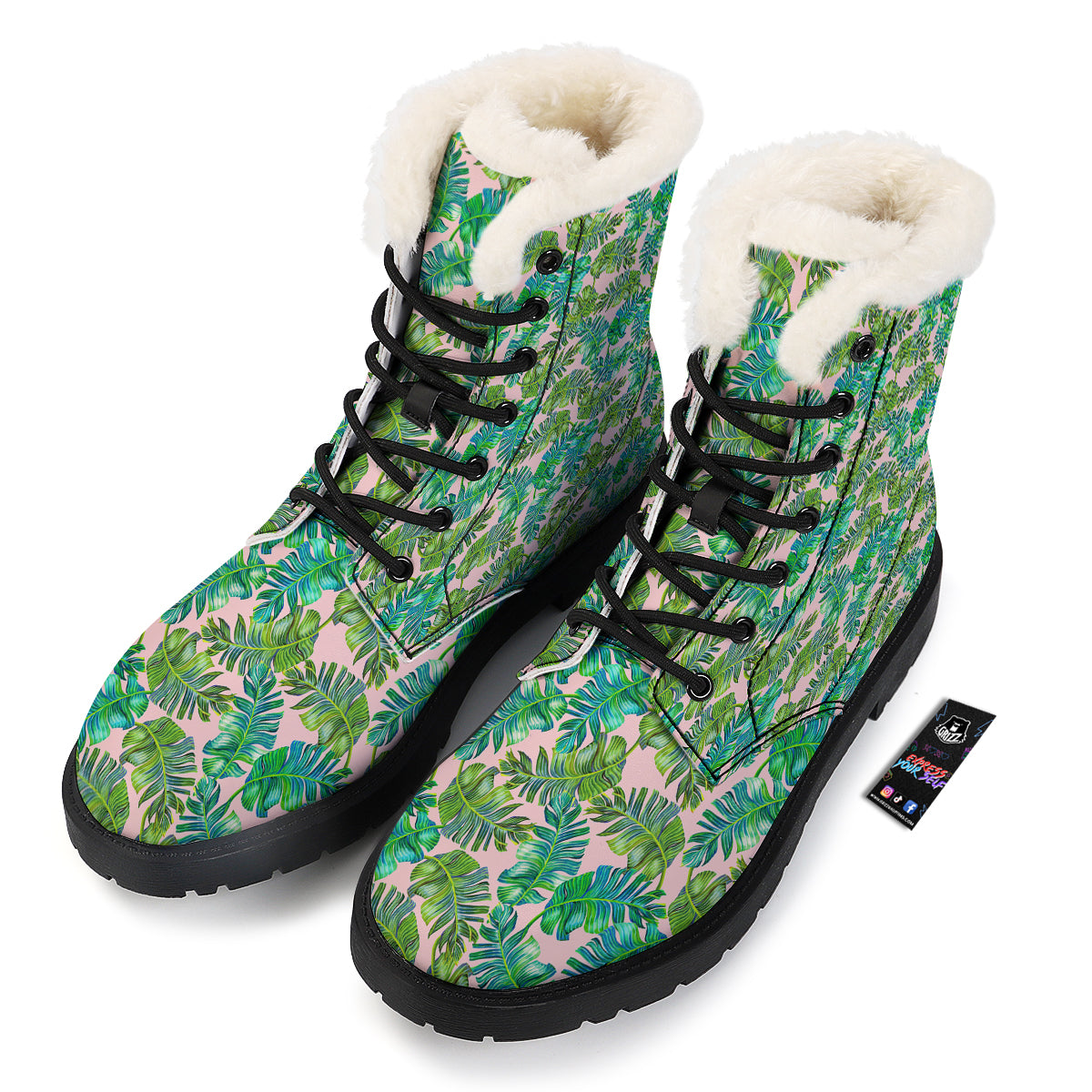 Palm Tree Vintage Print Pattern Winter Boots-grizzshop