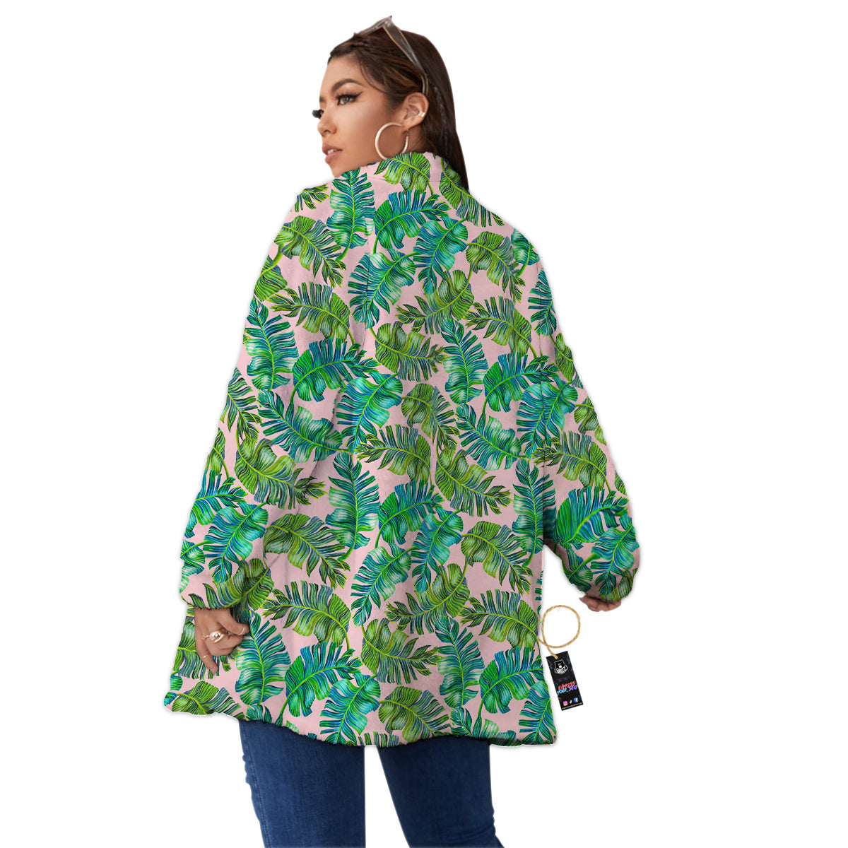 Palm Tree Vintage Print Pattern Women's Sherpa Jacket-grizzshop