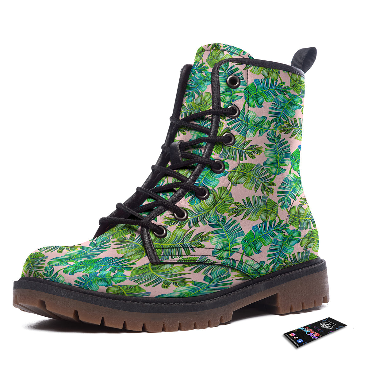 Palm Tree Vintage Print Pattern Work Boots-grizzshop
