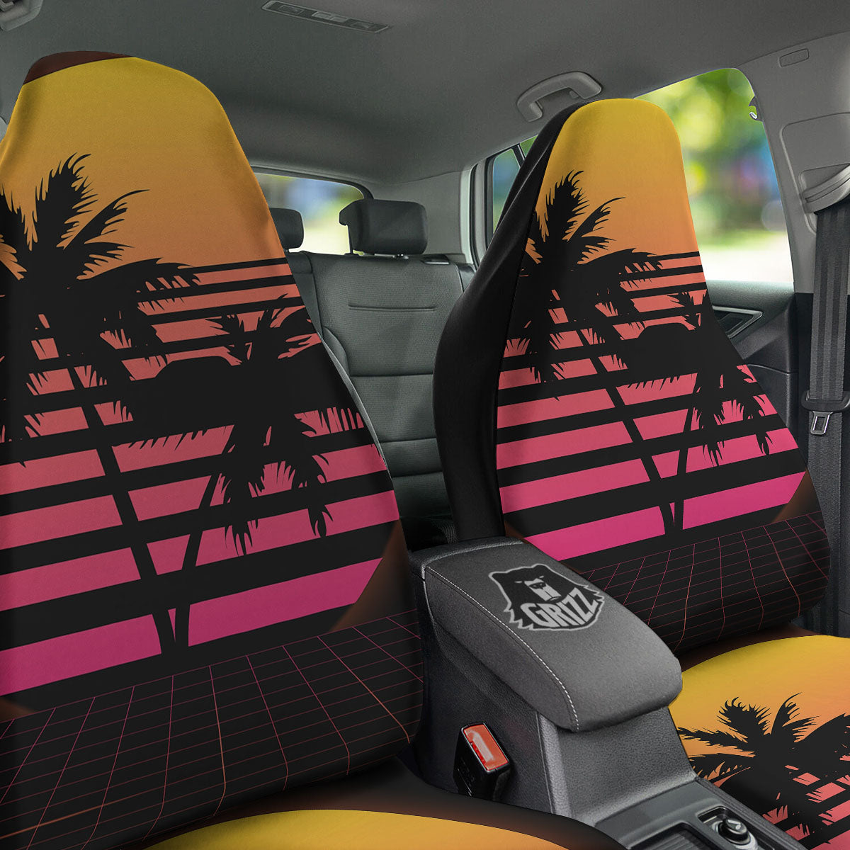 Palm Trees And Night Sunset Sky Print Car Seat Covers-grizzshop