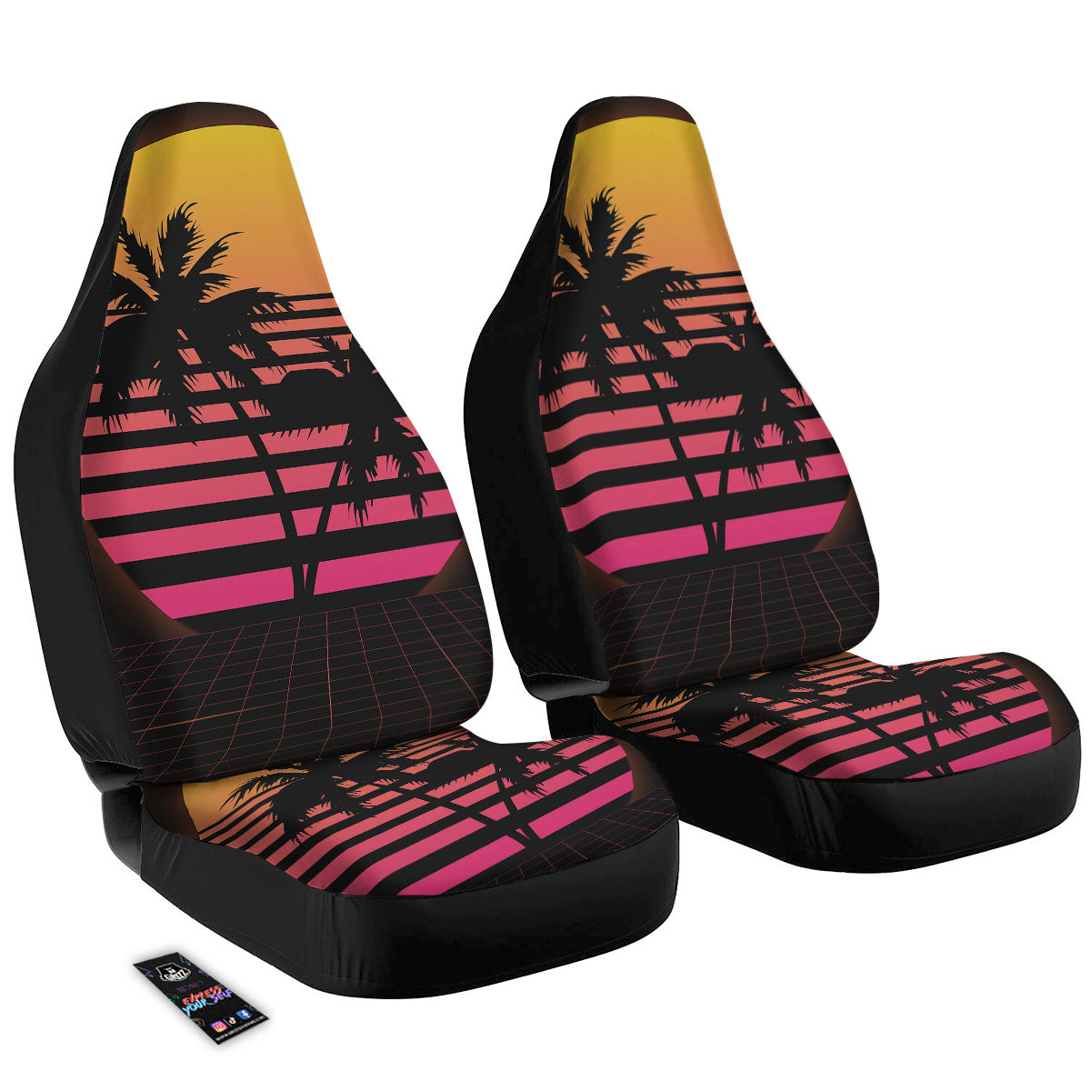 Palm Trees And Night Sunset Sky Print Car Seat Covers-grizzshop