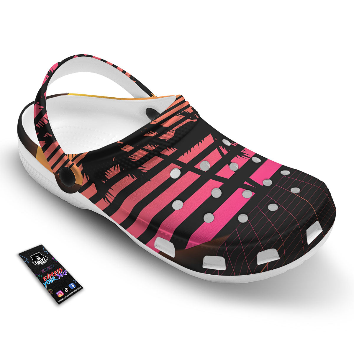 Palm Trees And Night Sunset Sky Print Clog-grizzshop