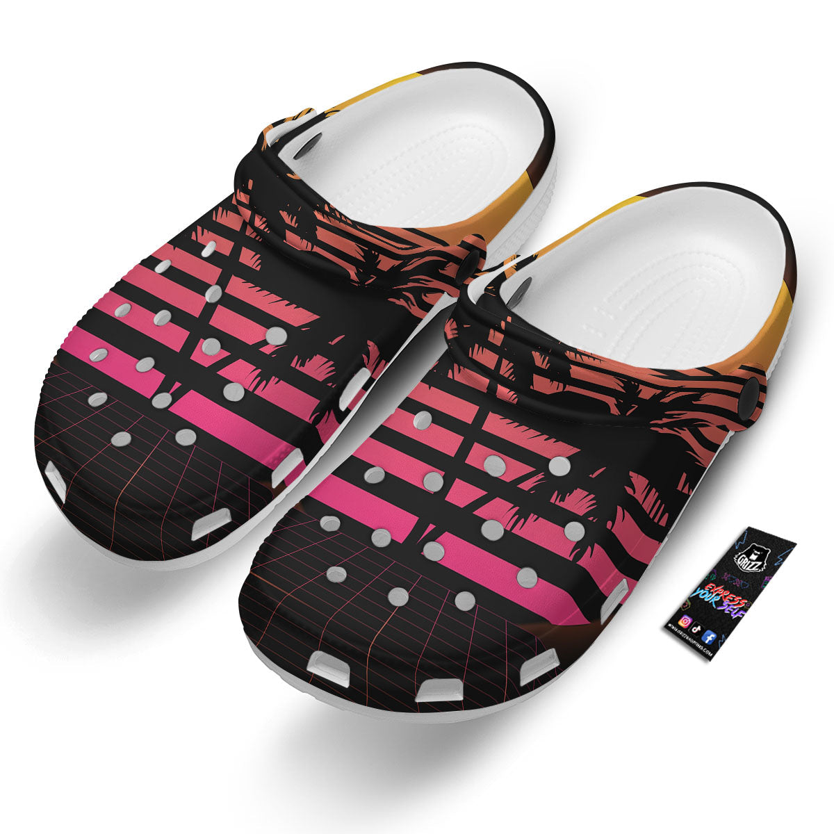 Palm Trees And Night Sunset Sky Print Clog-grizzshop