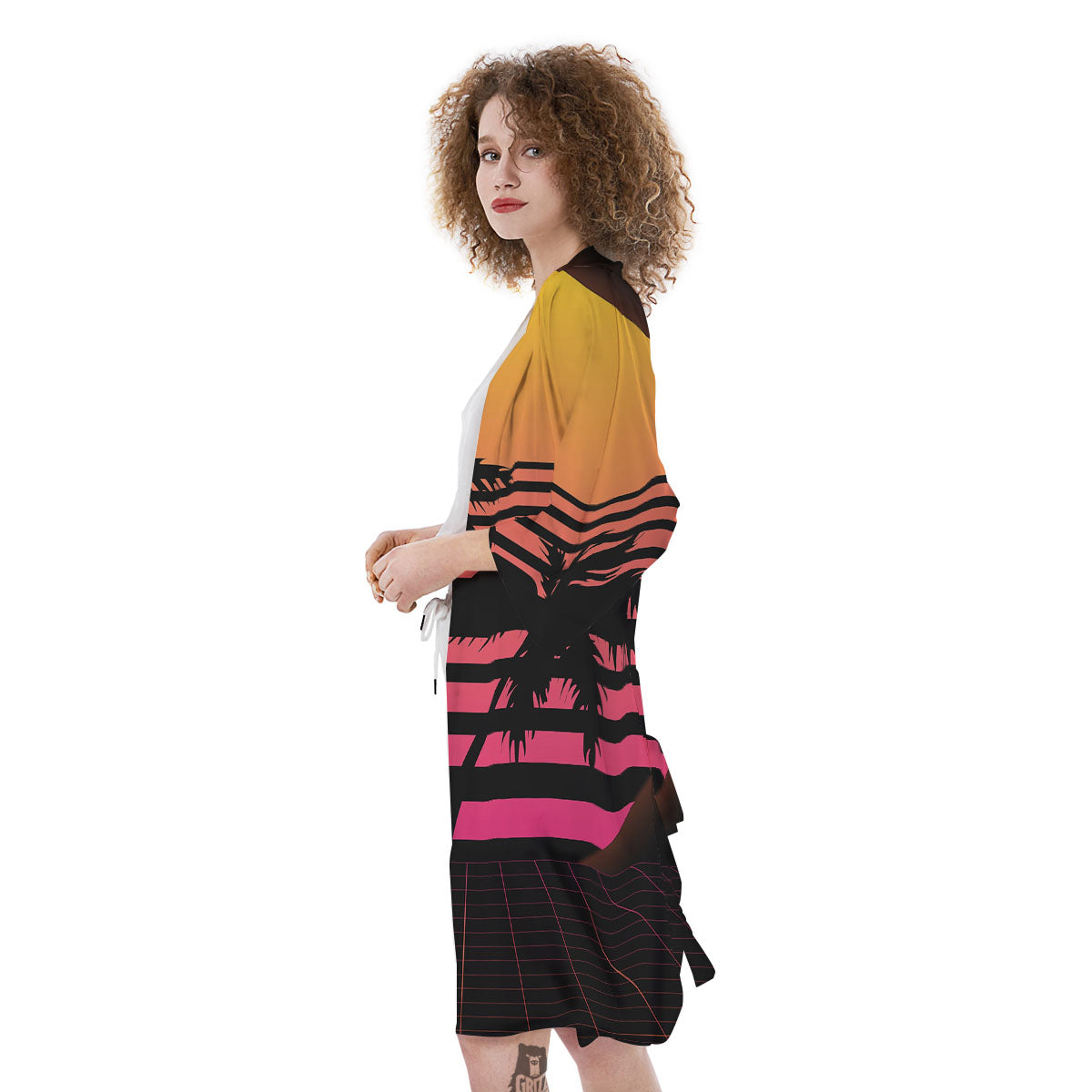 Palm Trees And Night Sunset Sky Print Kimono-grizzshop