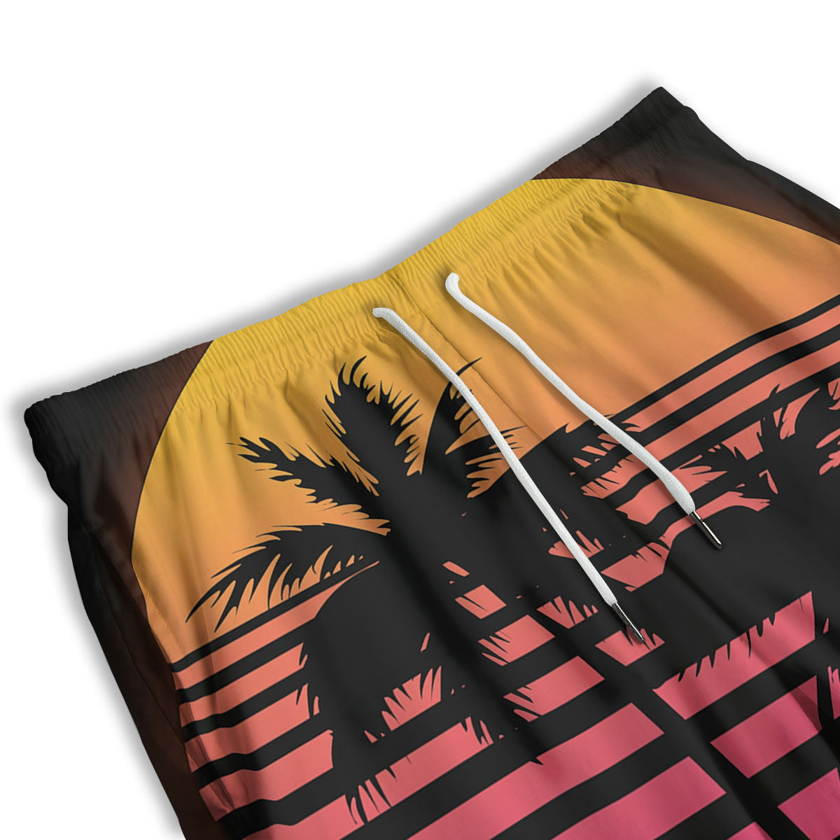 Palm Trees And Night Sunset Sky Print Men's Athletic Shorts
