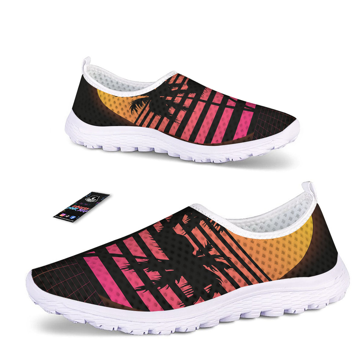 Palm Trees And Night Sunset Sky Print Nurse Shoes-grizzshop