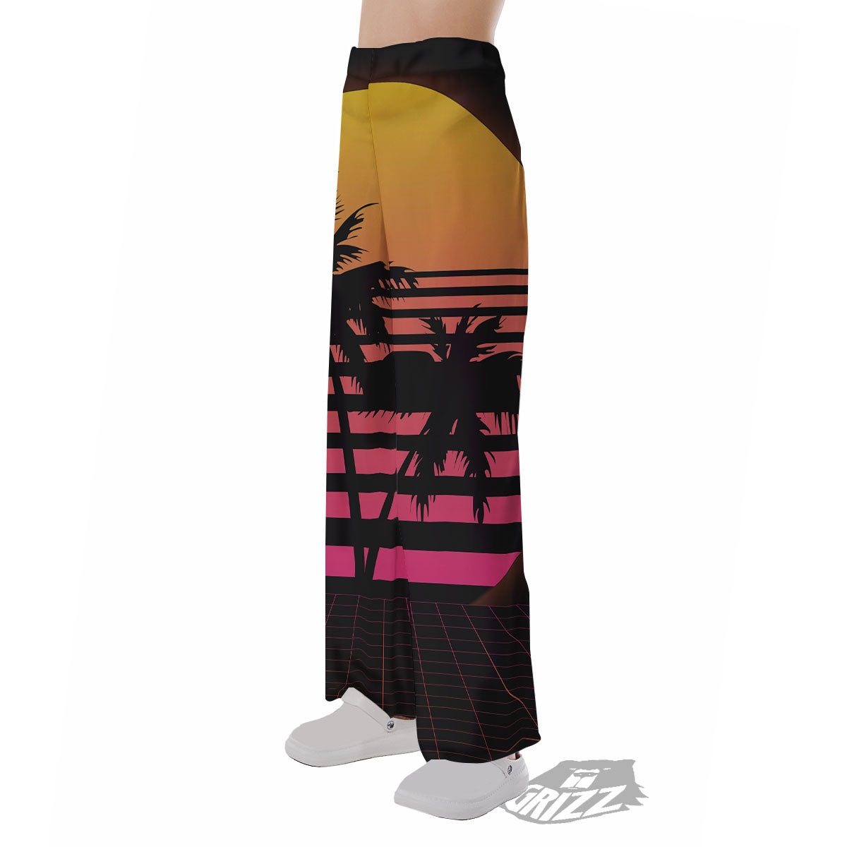 Palm Trees And Night Sunset Sky Print Pajama Pants-grizzshop