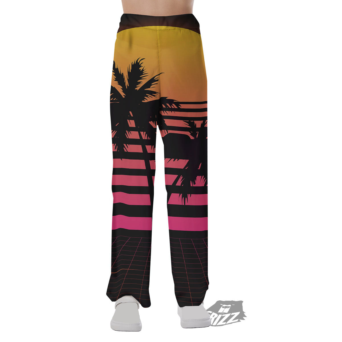 Palm Trees And Night Sunset Sky Print Pajama Pants-grizzshop