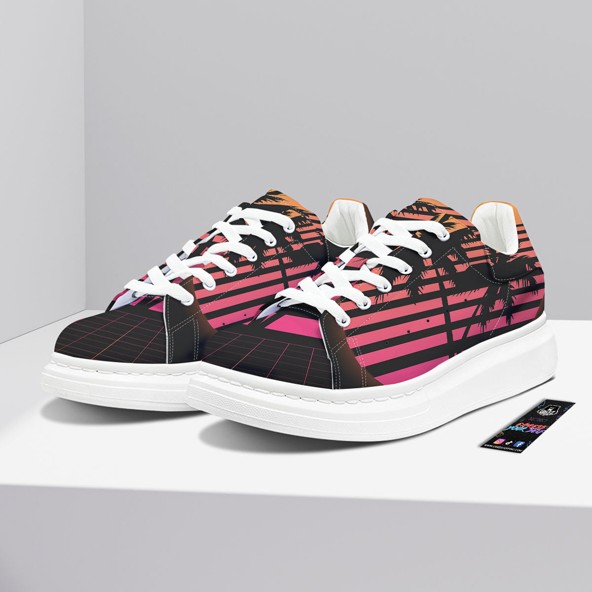 Palm Trees And Night Sunset Sky Print Platform Shoes-grizzshop