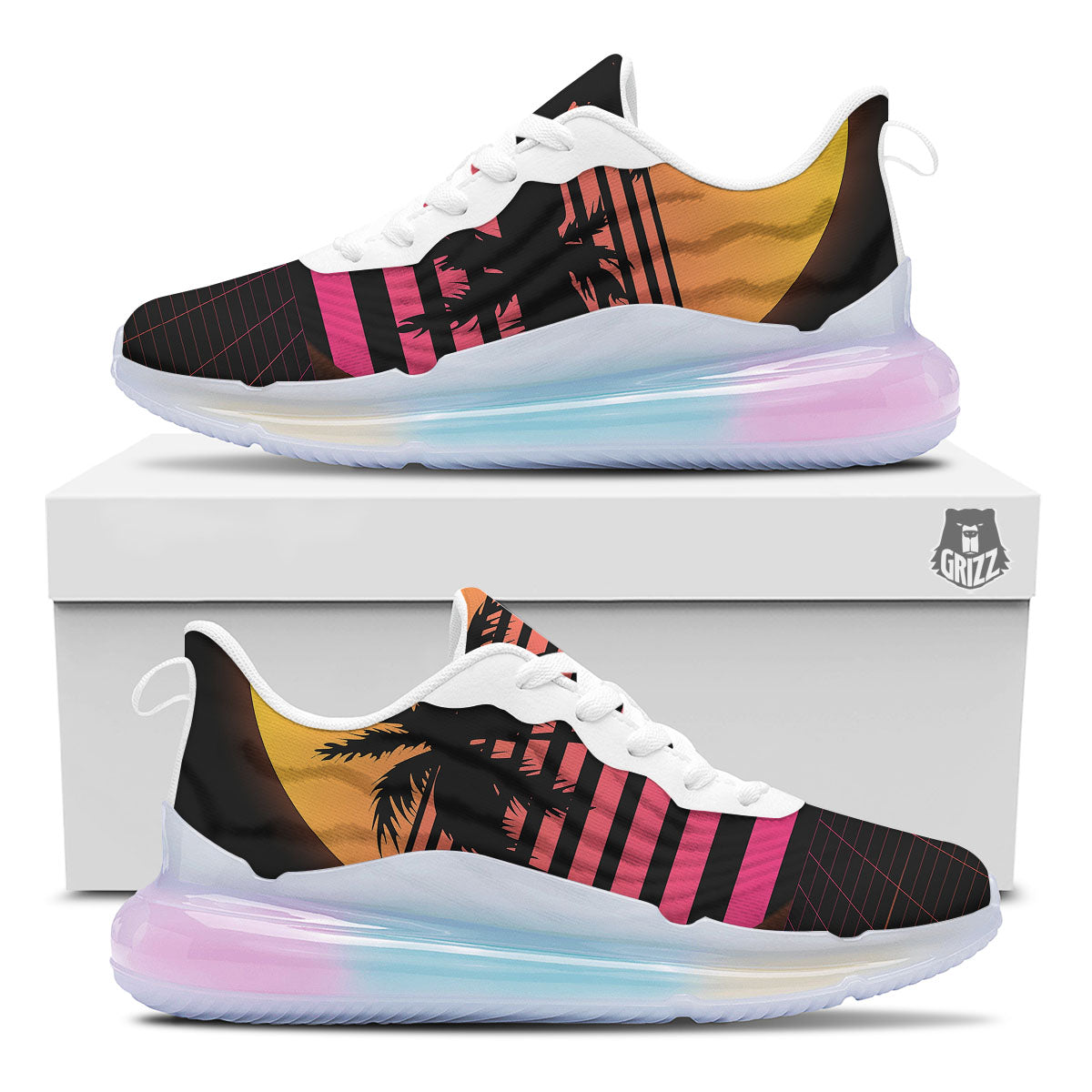 Palm Trees And Night Sunset Sky Print Running Sneakers-grizzshop