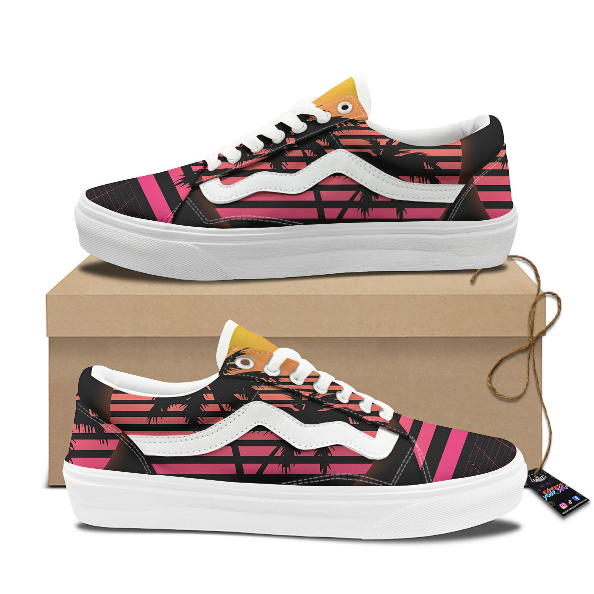 Palm Trees And Night Sunset Sky Print Skate Shoes-grizzshop