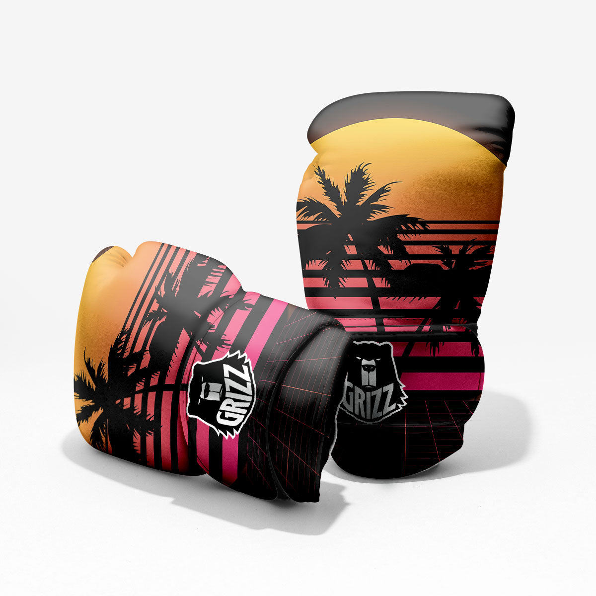 Palm Trees And Night Sunset Sky Print Pro Boxing Glove