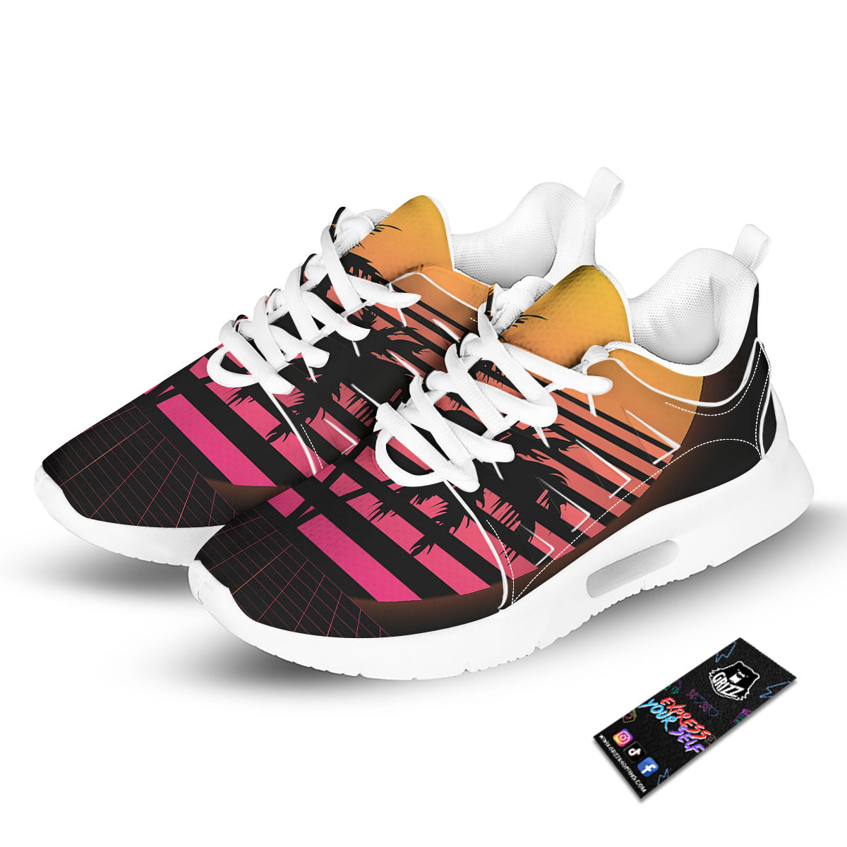 Palm Trees And Night Sunset Sky Print Tennis Shoes-grizzshop