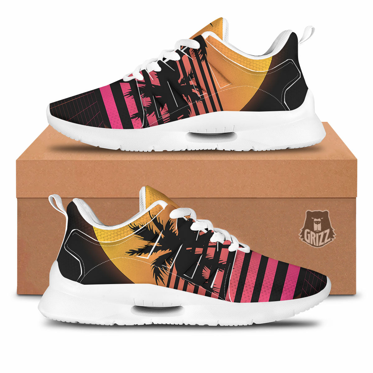 Palm Trees And Night Sunset Sky Print Tennis Shoes-grizzshop