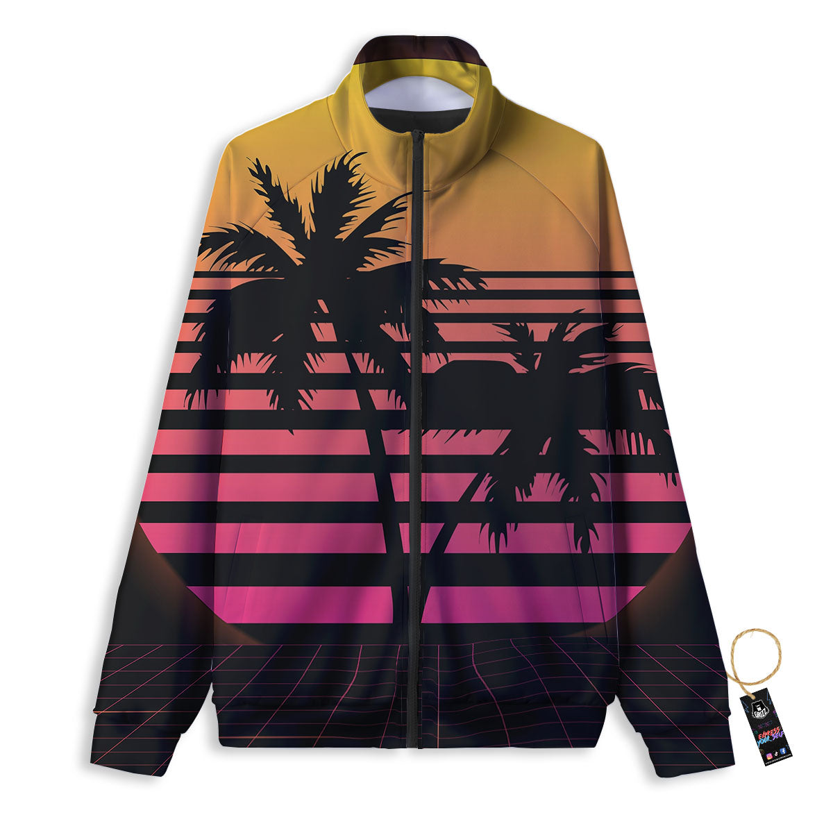 Palm Trees And Night Sunset Sky Print Track Jacket-grizzshop
