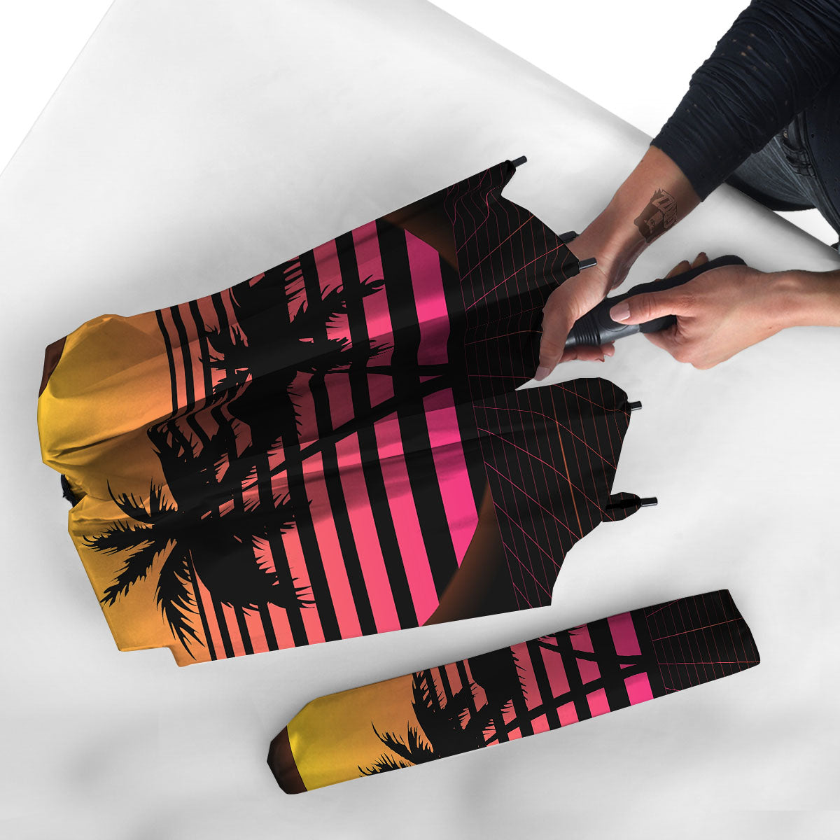 Palm Trees And Night Sunset Sky Print Umbrella-grizzshop