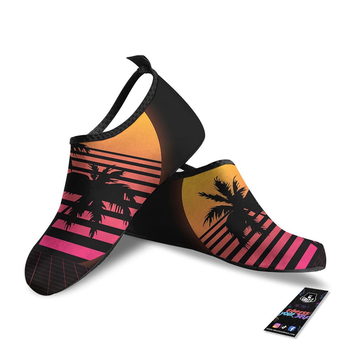 Palm Trees And Night Sunset Sky Print Water Shoes-grizzshop