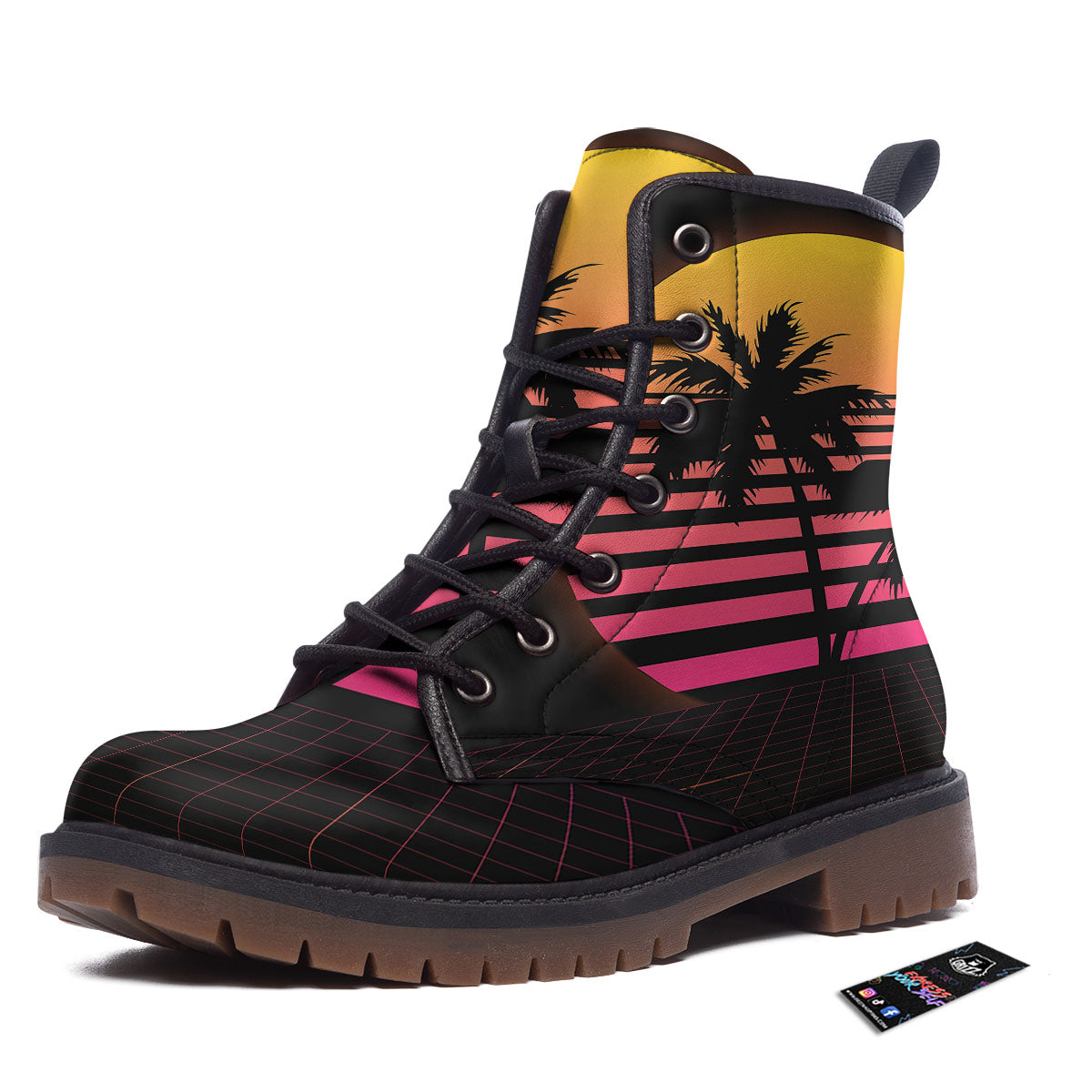 Palm Trees And Night Sunset Sky Print Work Boots-grizzshop