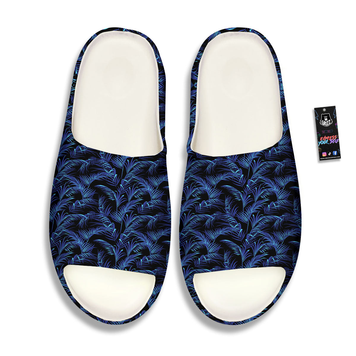 Palm Leaf Dark Tropical Print Pattern Sandals-grizzshop