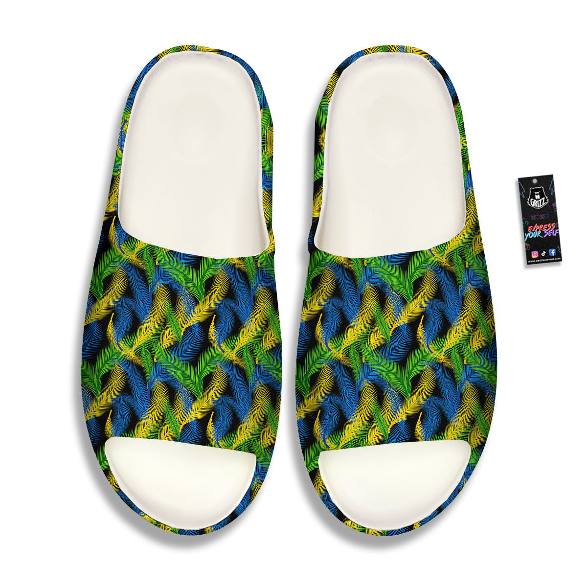 Palm Leaf Mardi Gras Print Pattern Sandals-grizzshop