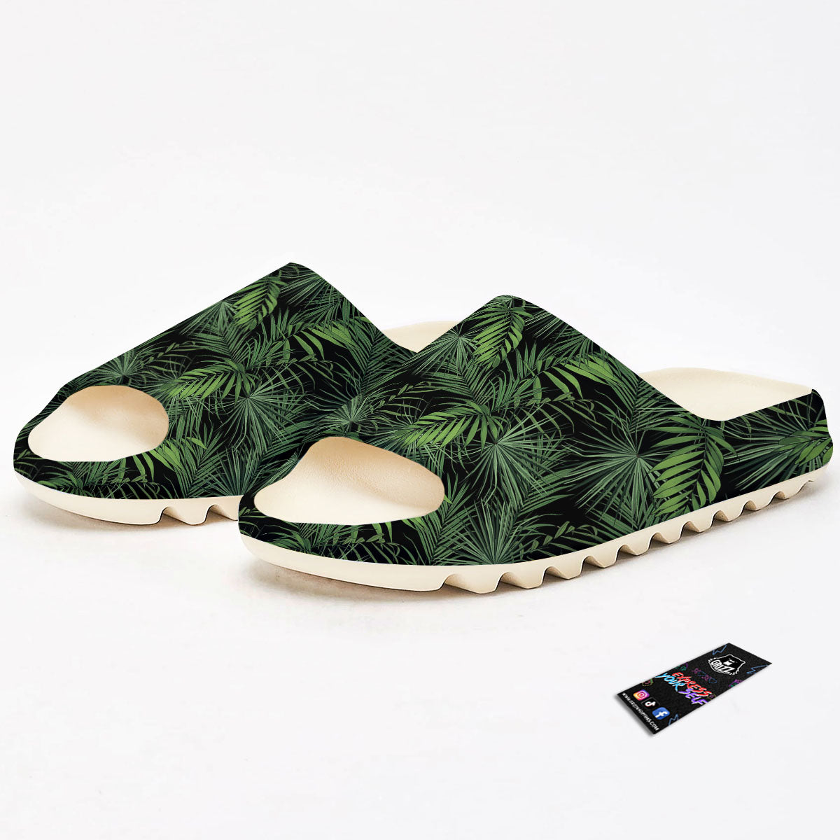 Palm Leaf Night Tropical Print Pattern Sandals-grizzshop