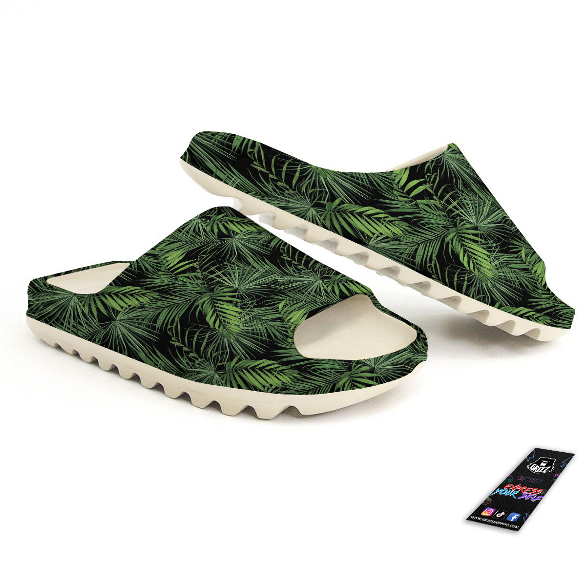 Palm Leaf Night Tropical Print Pattern Sandals-grizzshop