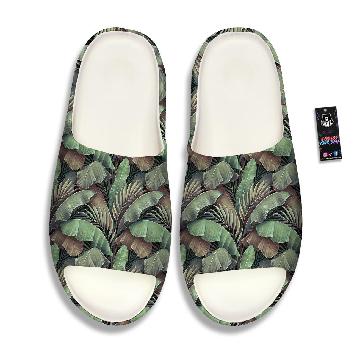 Palm Leaf Tropical Banana Print Pattern Sandals-grizzshop