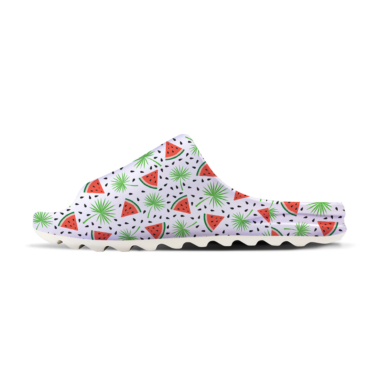 Palm Leaf Watermelon White Print Pattern Sandals-grizzshop