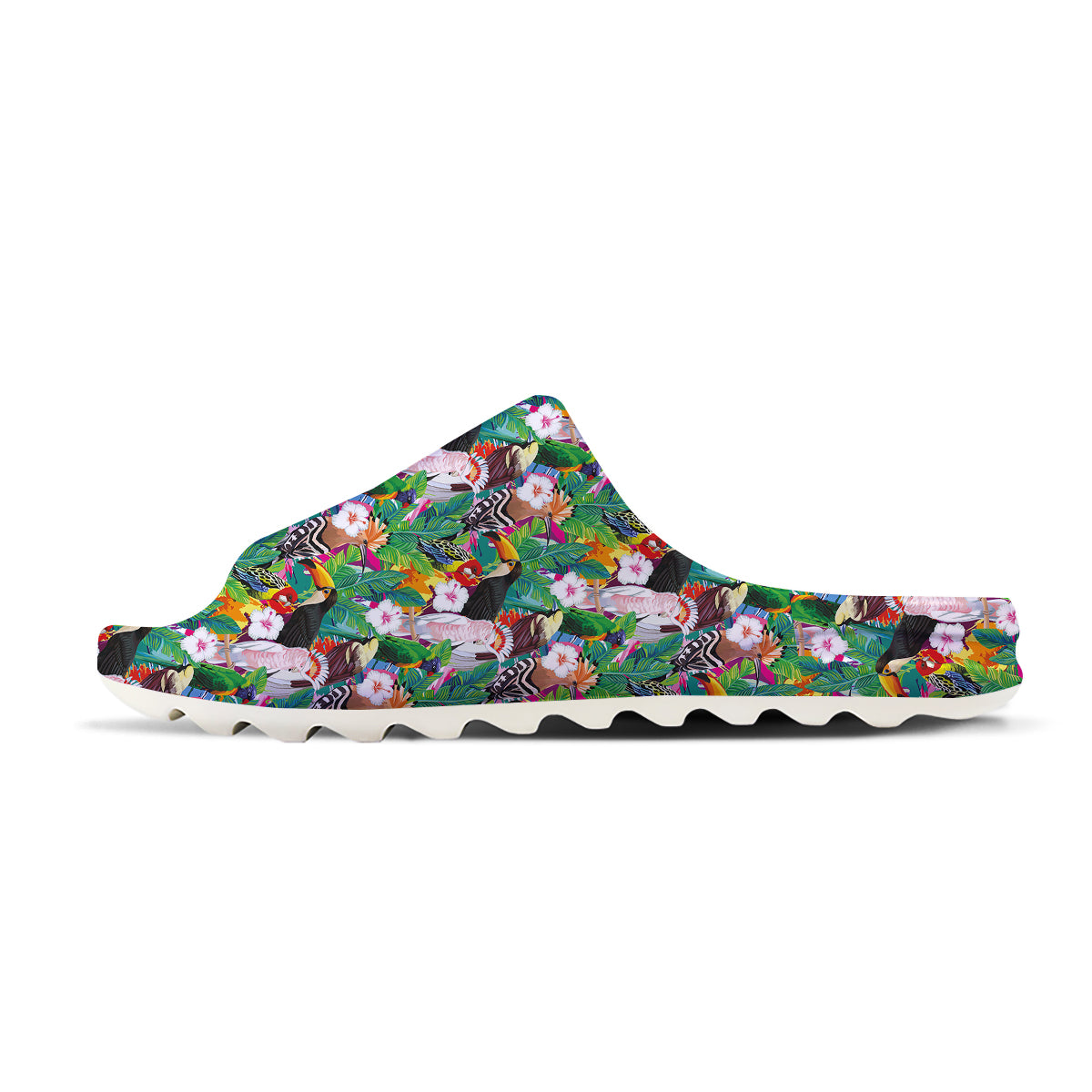 Palm Leaves And Bird Of Paradise Print Sandals-grizzshop