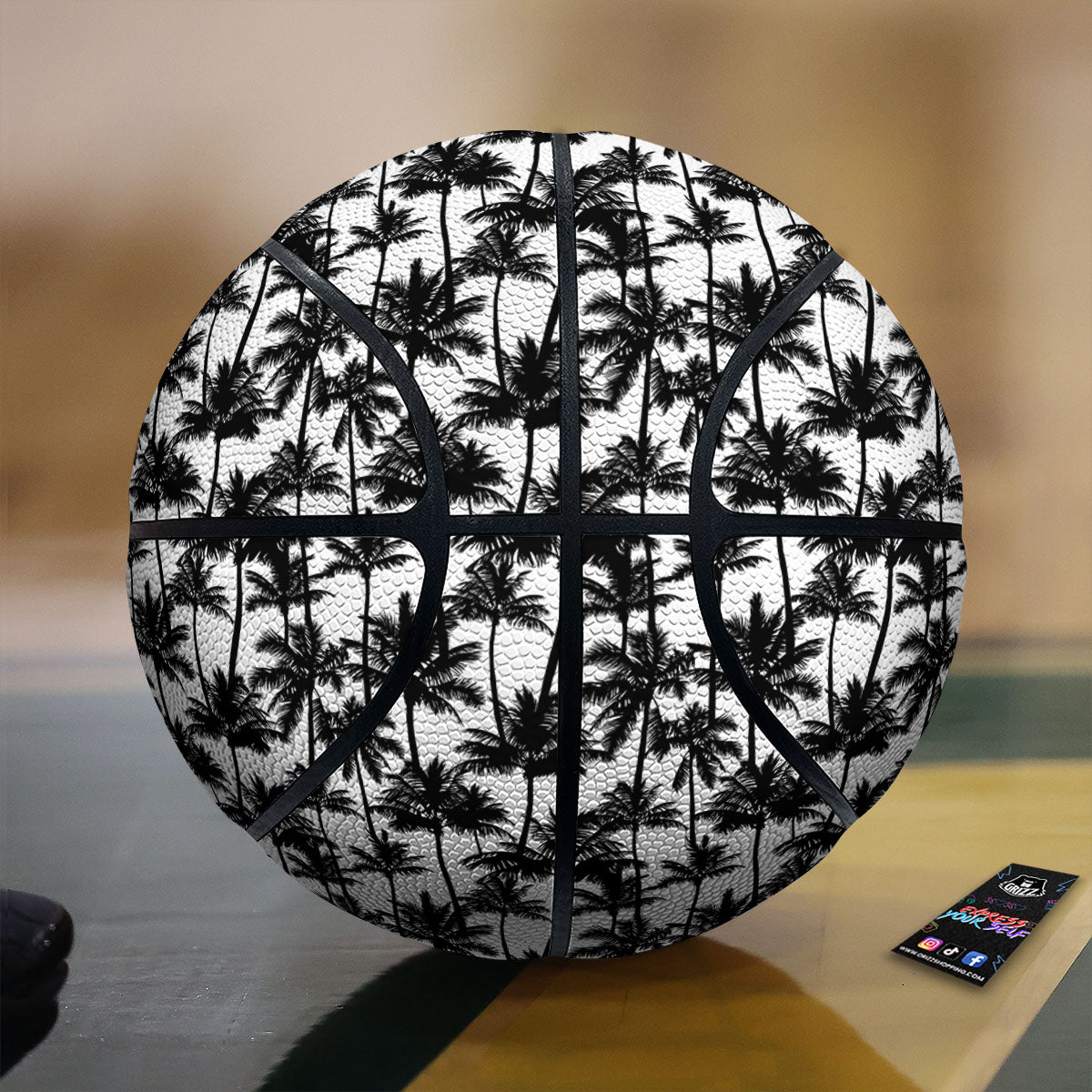 Palm Tree Black White Print Pattern Basketball