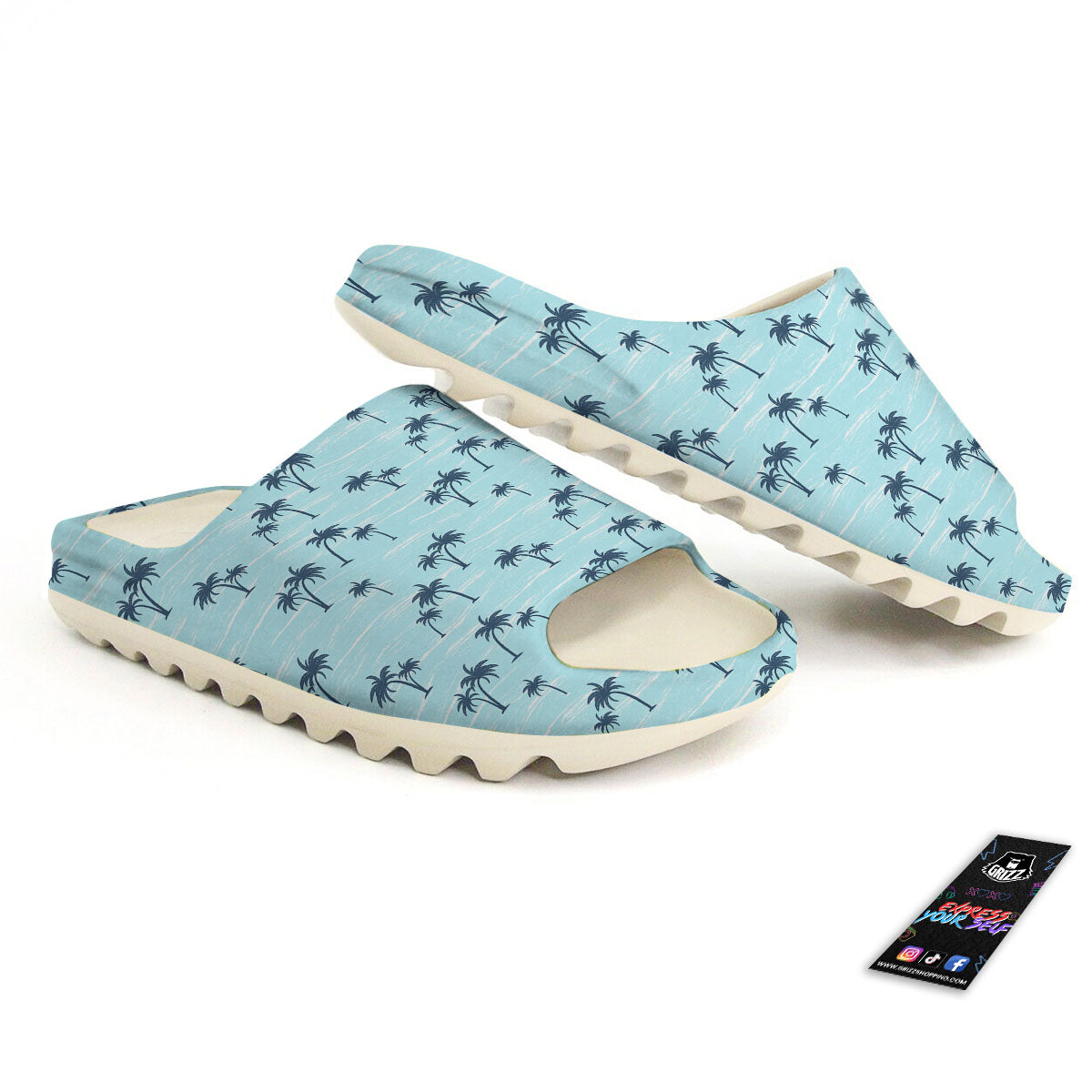 Palm Tree Blue Print Pattern Sandals-grizzshop