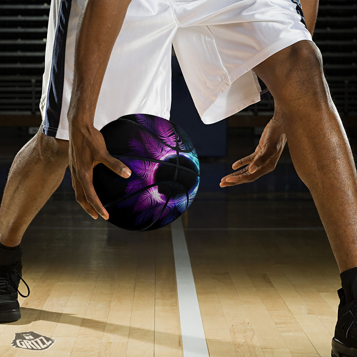 Plaid Mardi Gras Print Pattern Basketball