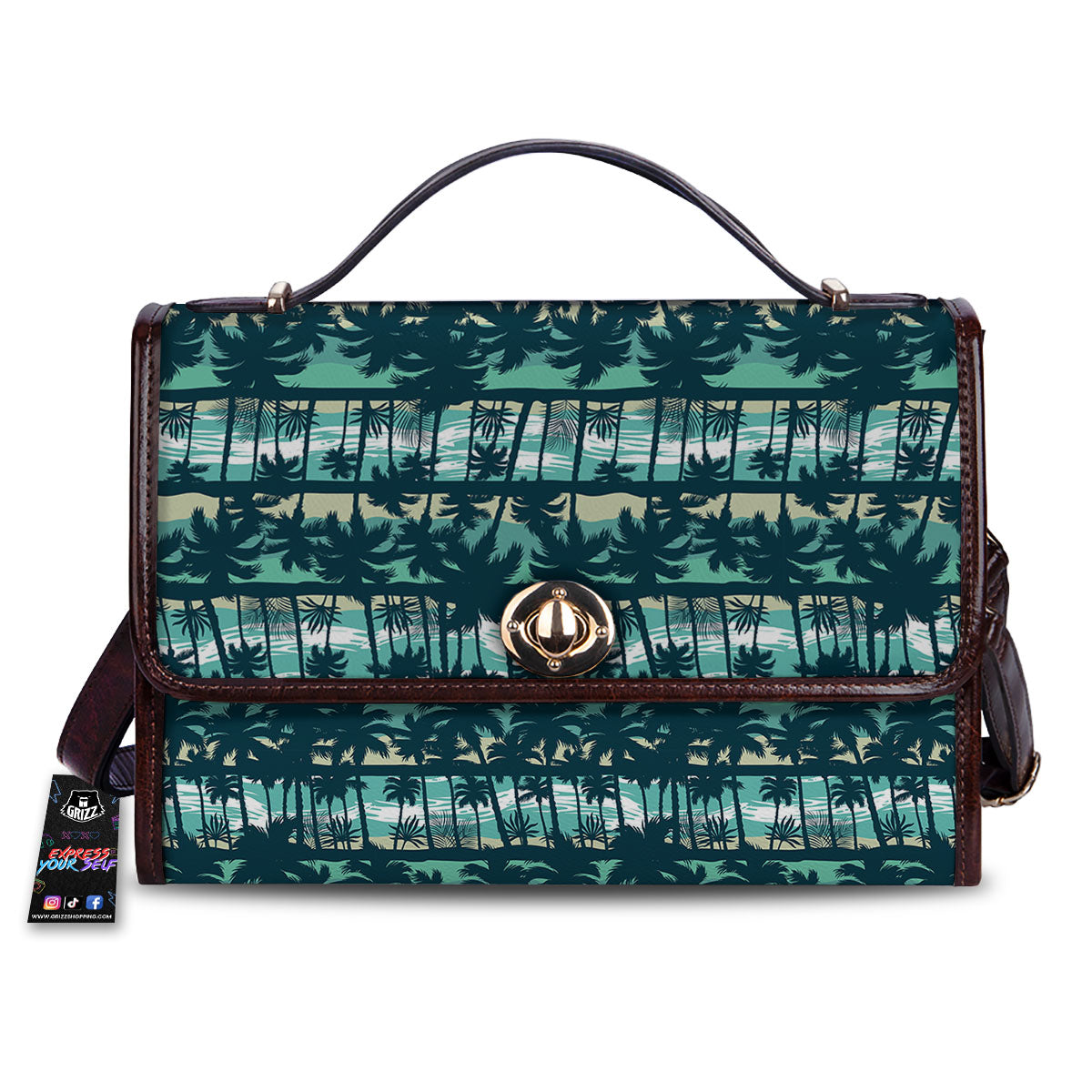 Palm Tree Print Pattern Women's Satchel Bag