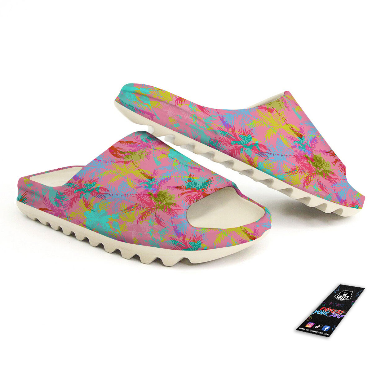 Palm Tree Rainbow Print Pattern Sandals-grizzshop